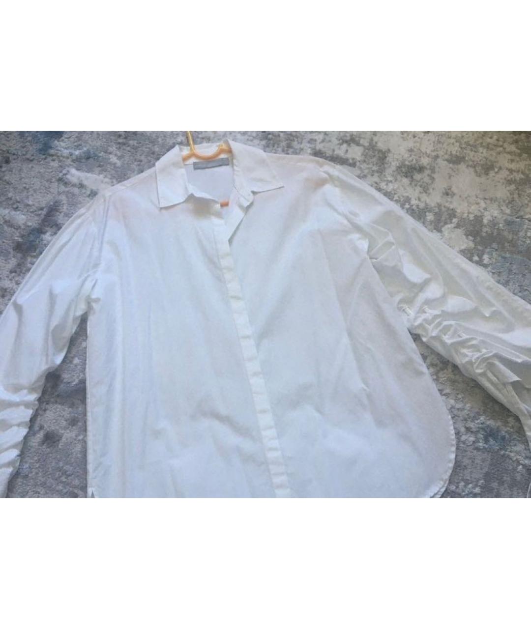 VINCE Белая хлопко-эластановая рубашка, фото 5