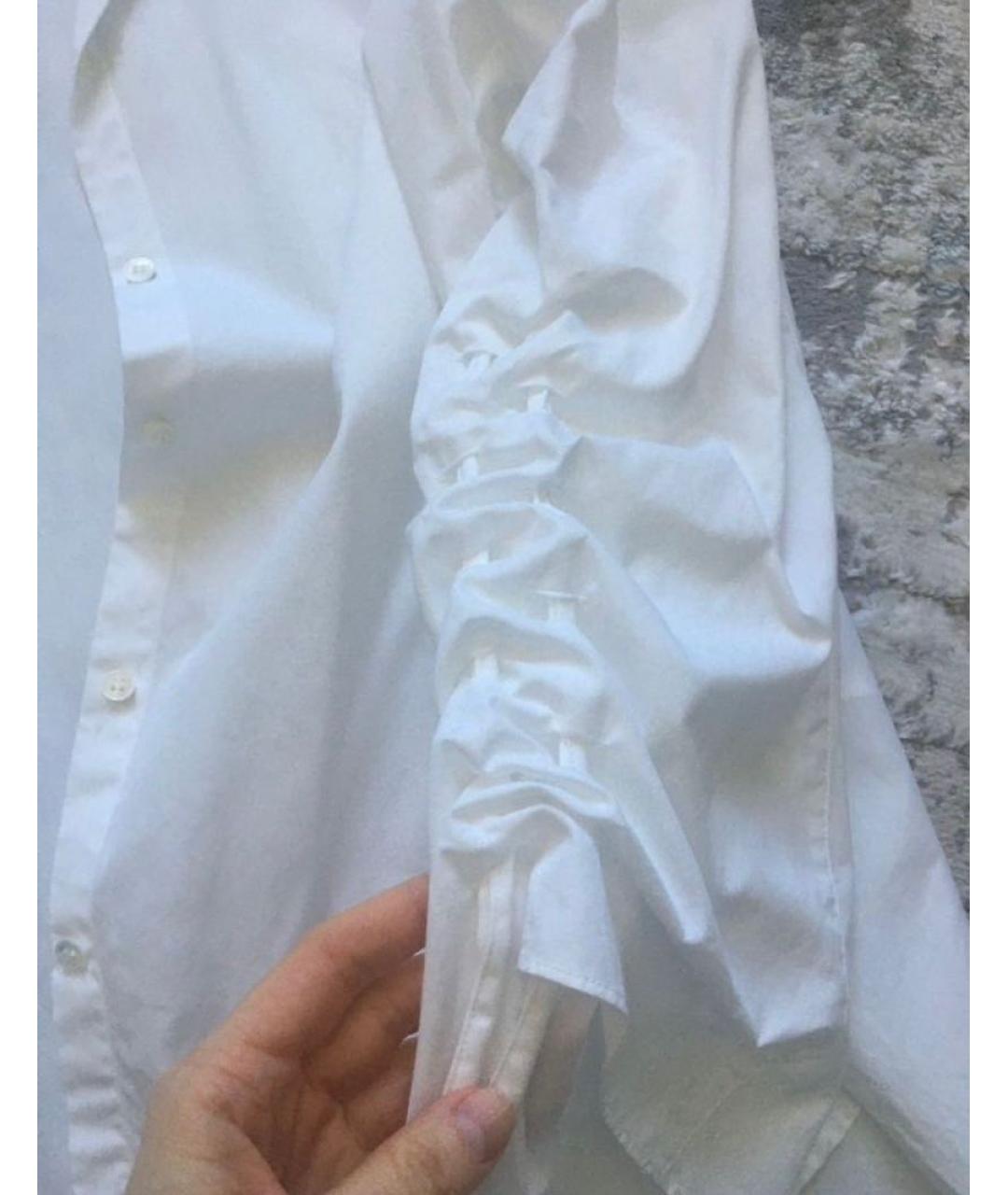 VINCE Белая хлопко-эластановая рубашка, фото 7