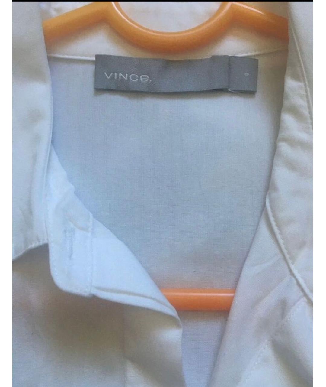 VINCE Белая хлопко-эластановая рубашка, фото 8