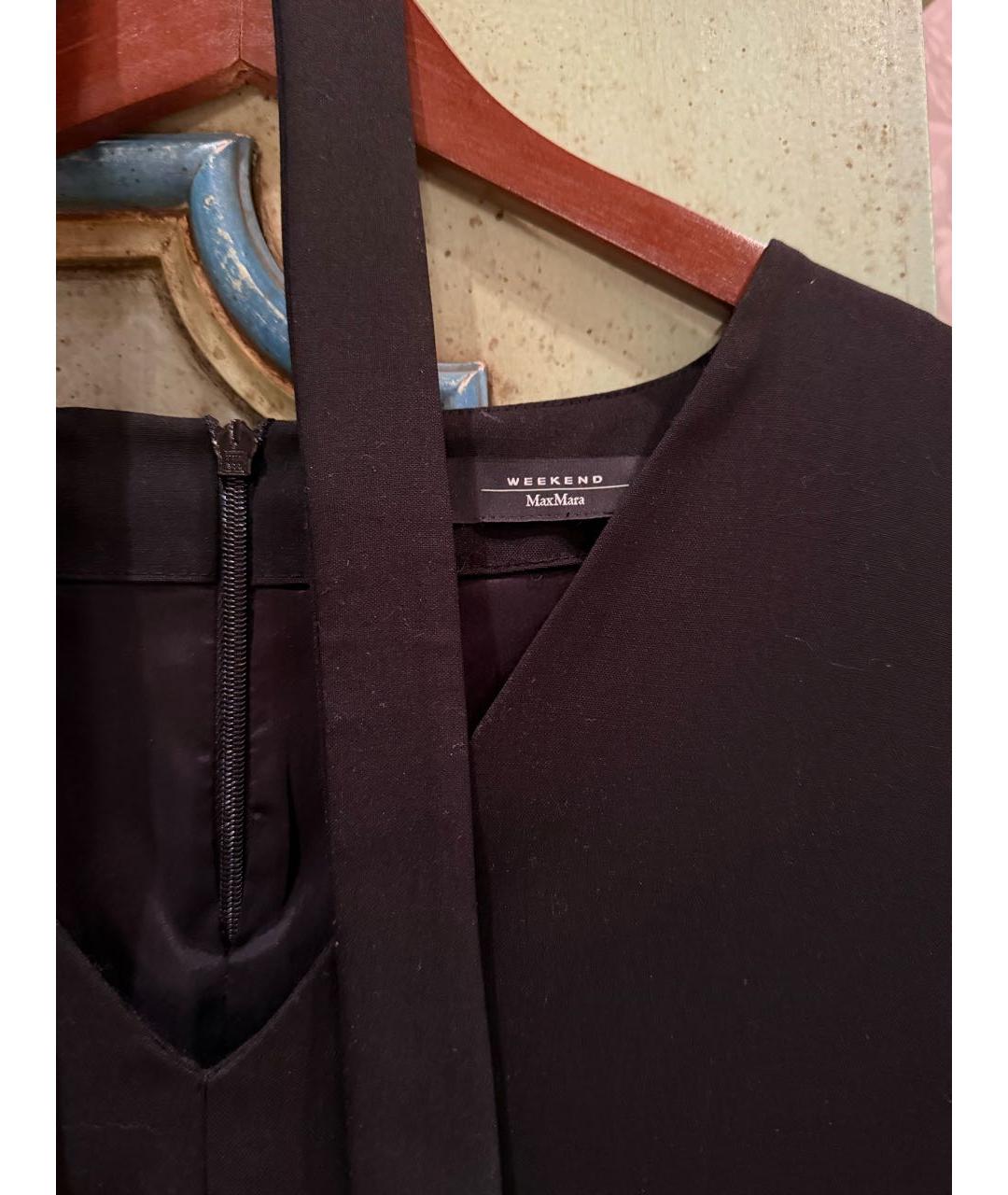 WEEKEND MAX MARA Черное хлопковое повседневное платье, фото 3