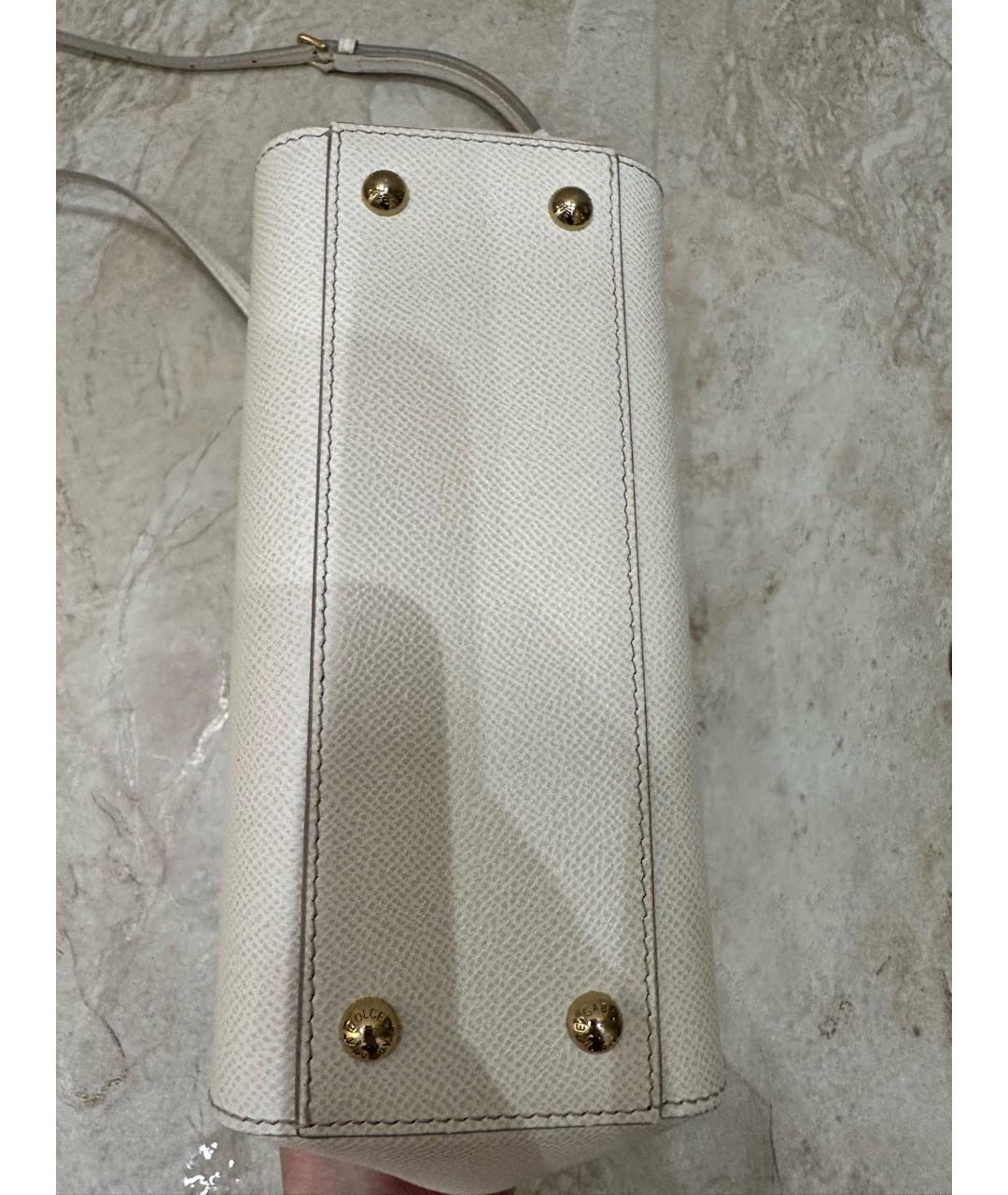 DOLCE&GABBANA Белая кожаная сумка с короткими ручками, фото 5