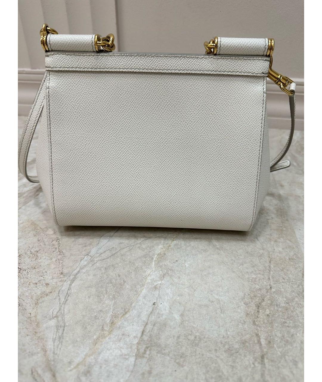 DOLCE&GABBANA Белая кожаная сумка с короткими ручками, фото 2