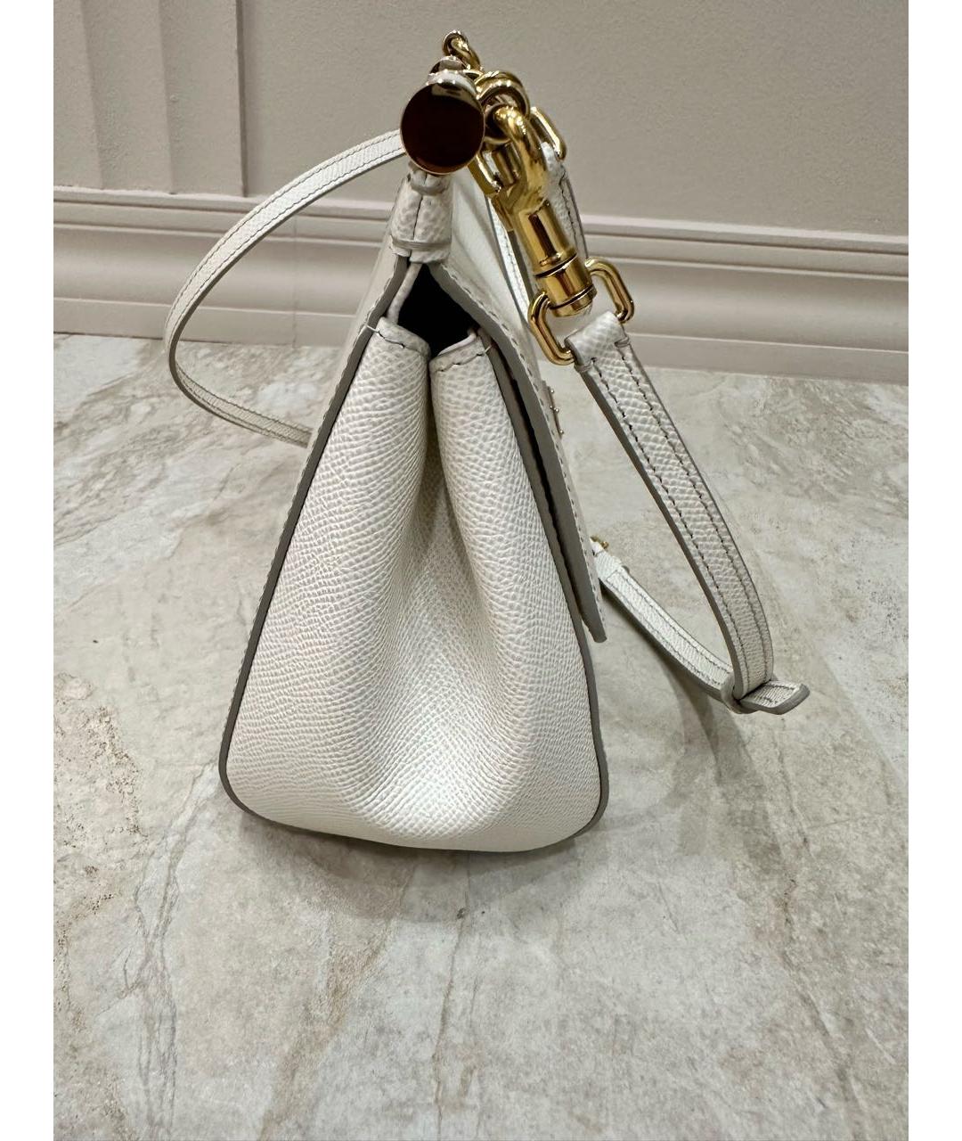 DOLCE&GABBANA Белая кожаная сумка с короткими ручками, фото 3