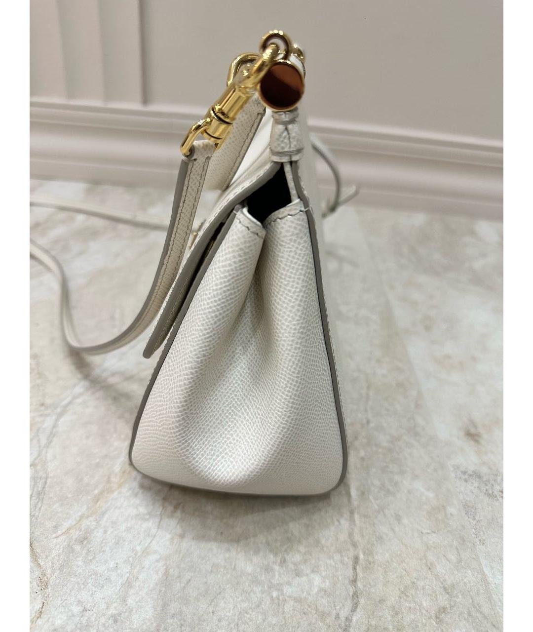 DOLCE&GABBANA Белая кожаная сумка с короткими ручками, фото 4