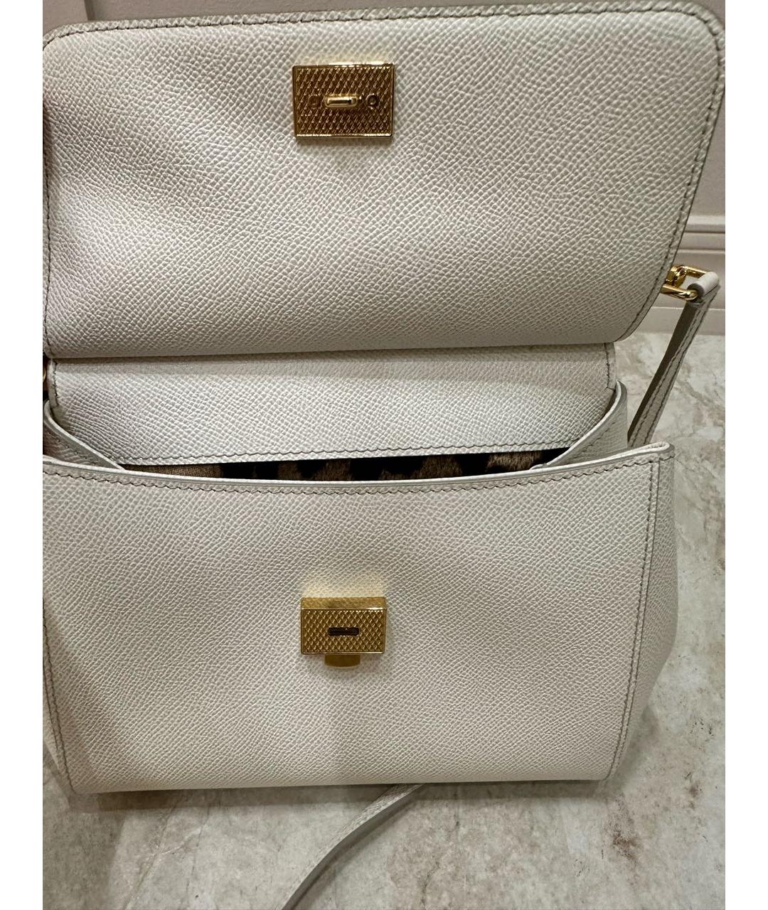 DOLCE&GABBANA Белая кожаная сумка с короткими ручками, фото 6