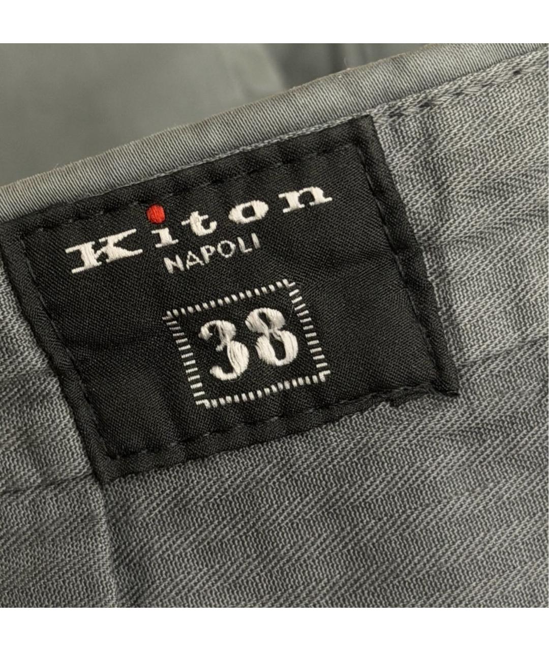 KITON Серые хлопковые повседневные брюки, фото 7