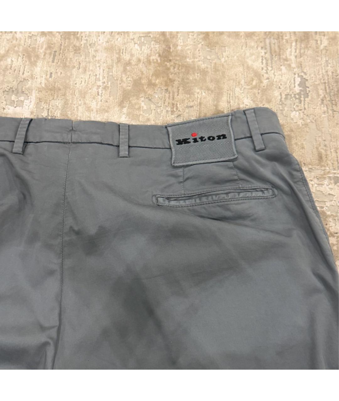 KITON Серые хлопковые повседневные брюки, фото 8