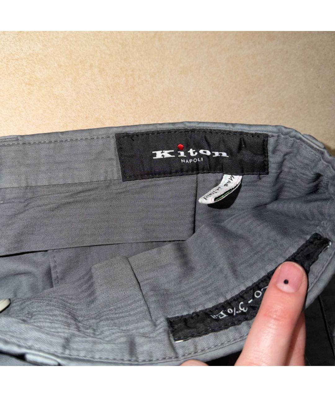 KITON Серые хлопковые повседневные брюки, фото 5