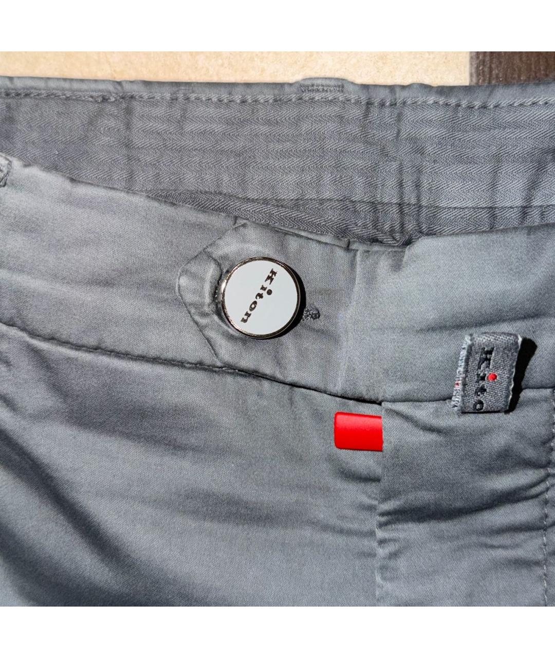 KITON Серые хлопковые повседневные брюки, фото 4