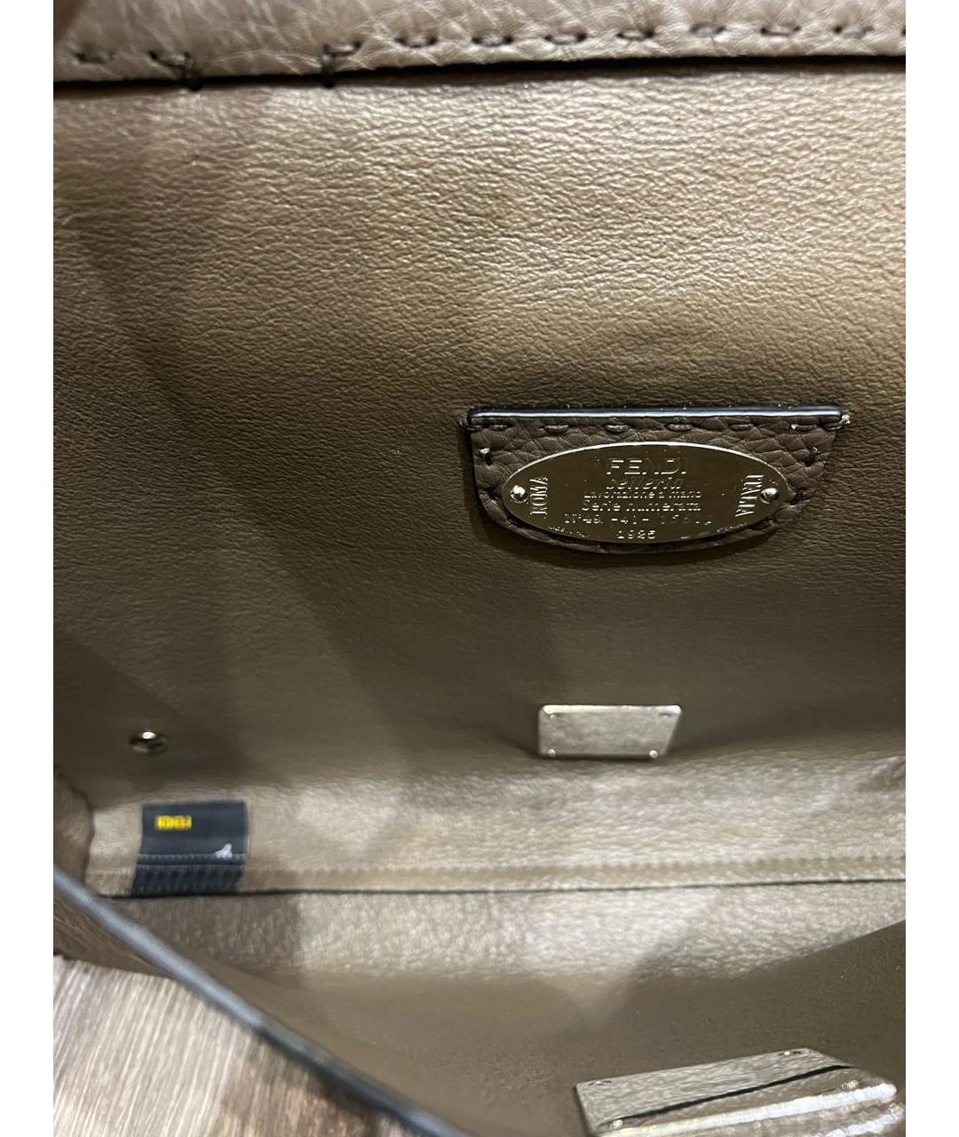 FENDI Бежевая кожаная сумка через плечо, фото 4