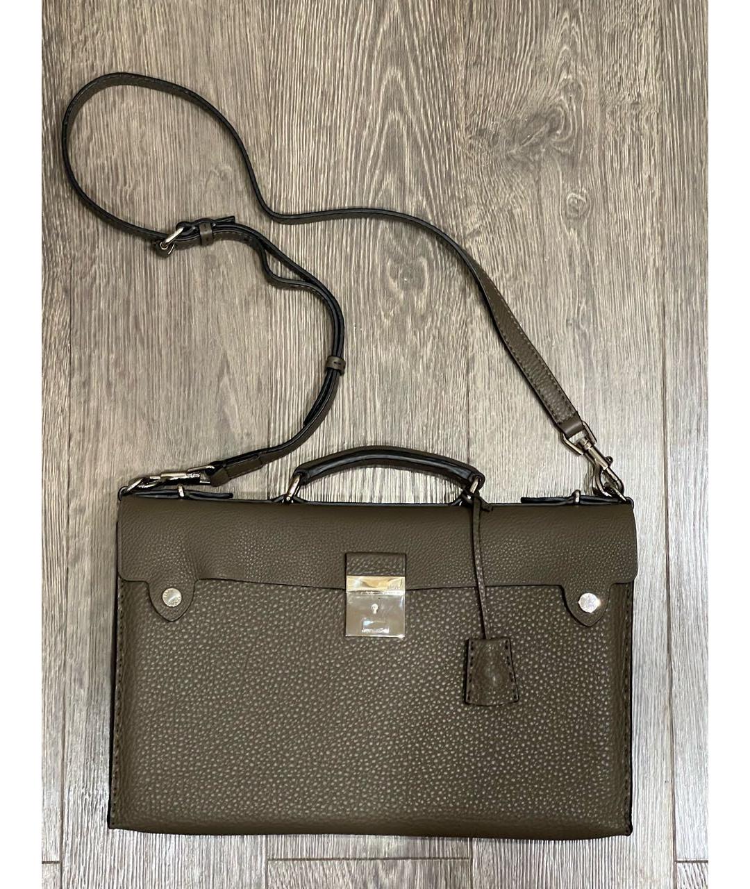 FENDI Бежевая кожаная сумка через плечо, фото 9