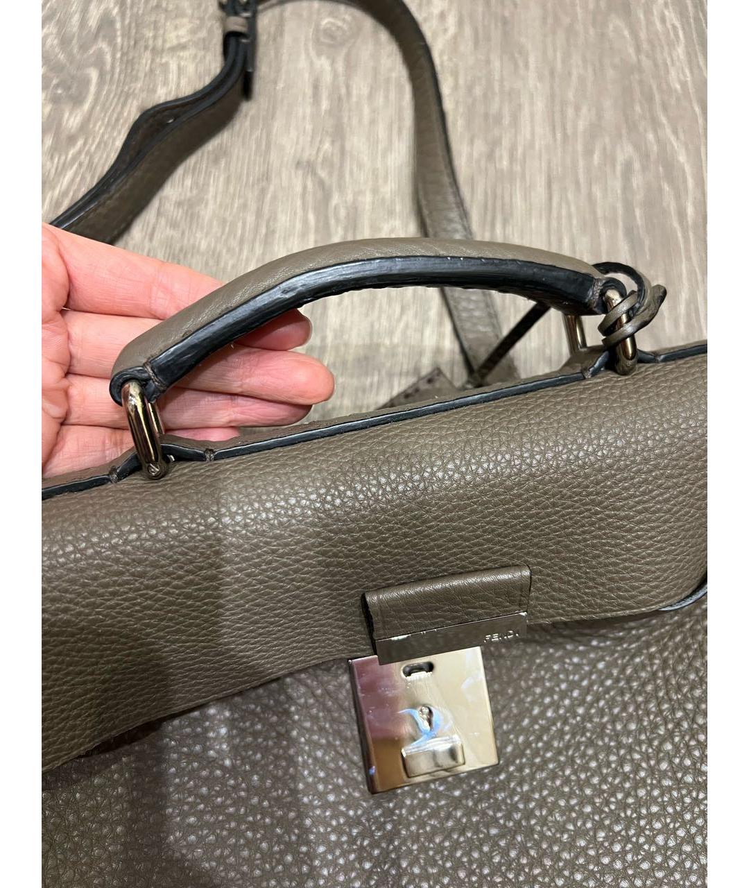 FENDI Бежевая кожаная сумка через плечо, фото 5