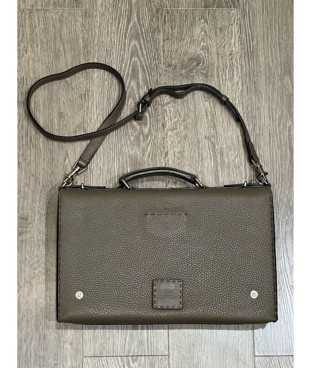 FENDI Бежевая кожаная сумка через плечо, фото 2