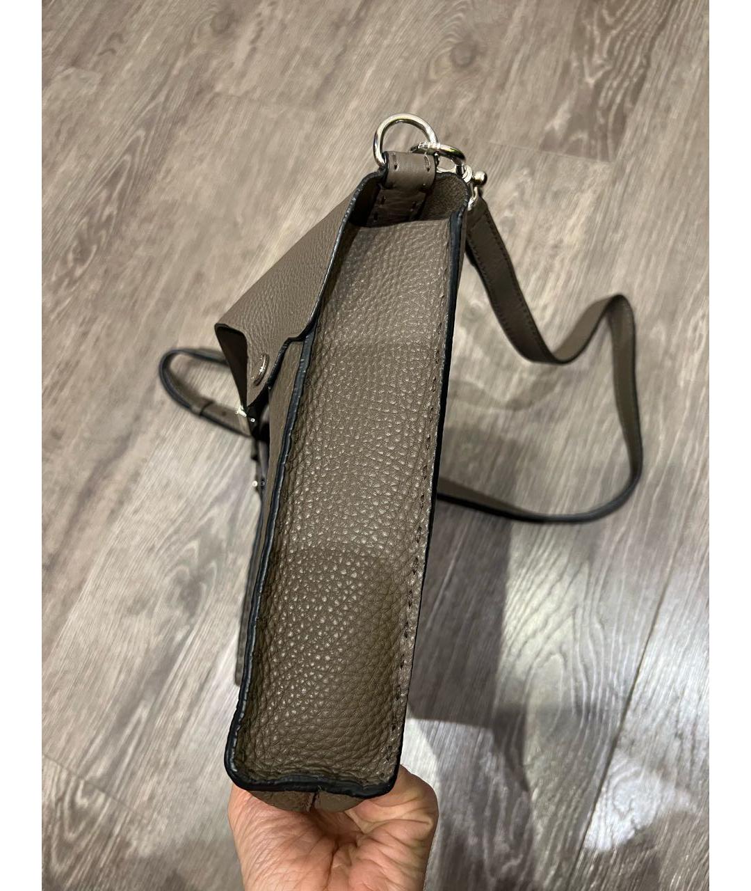 FENDI Бежевая кожаная сумка через плечо, фото 7