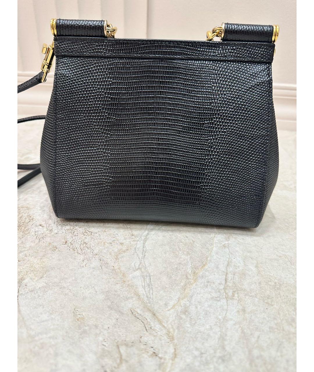 DOLCE&GABBANA Черная кожаная сумка с короткими ручками, фото 8