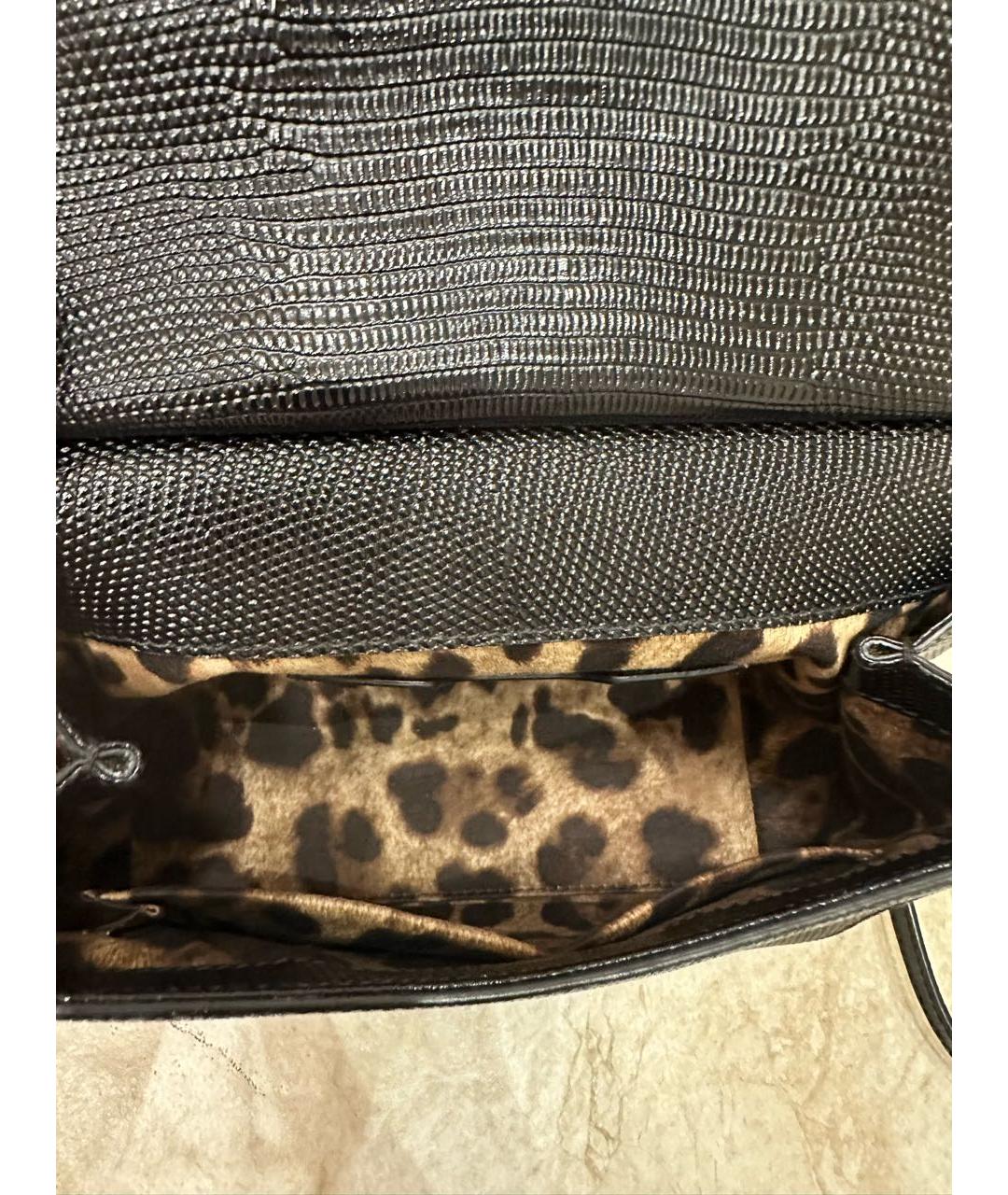 DOLCE&GABBANA Черная кожаная сумка с короткими ручками, фото 3