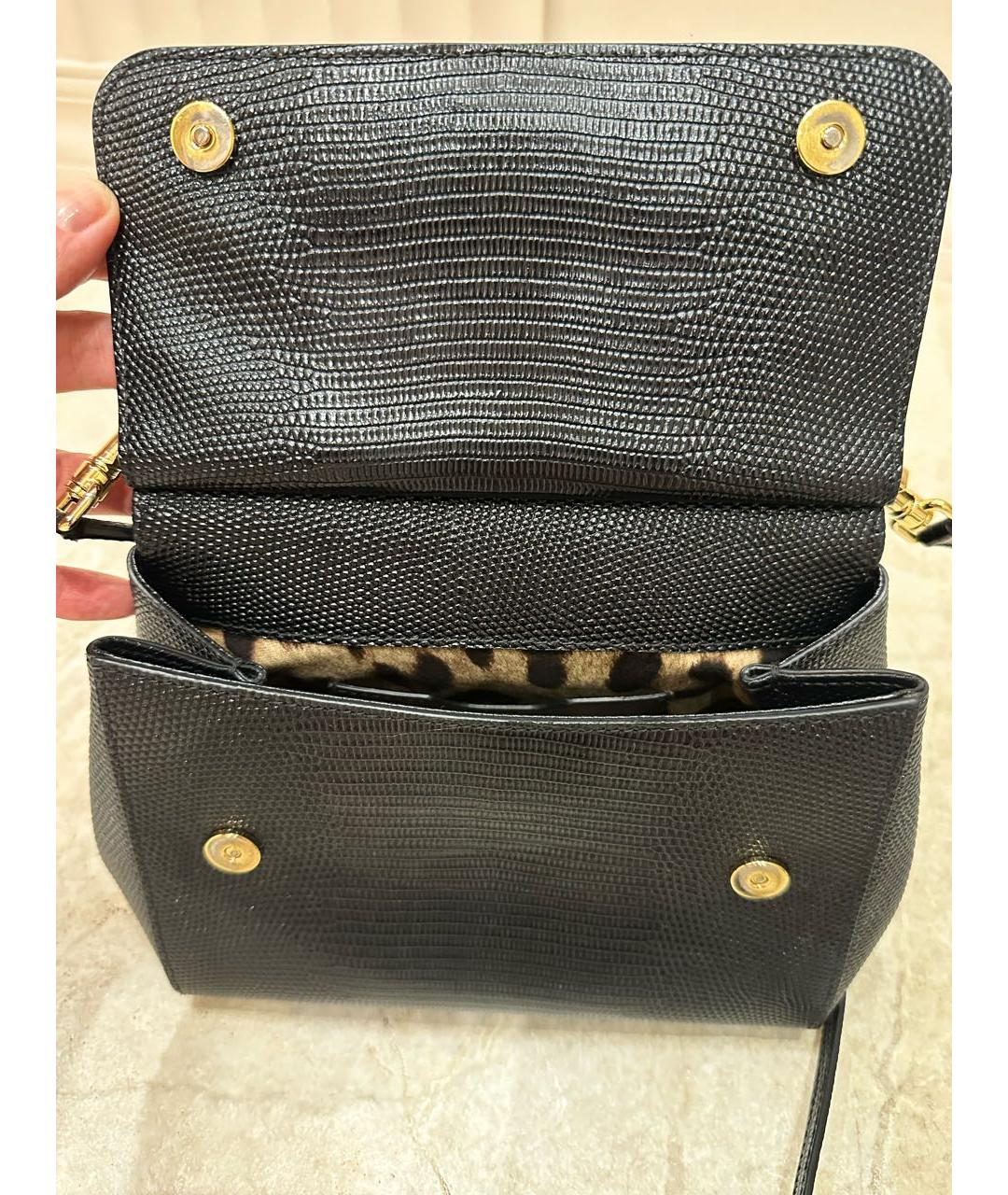 DOLCE&GABBANA Черная кожаная сумка с короткими ручками, фото 4