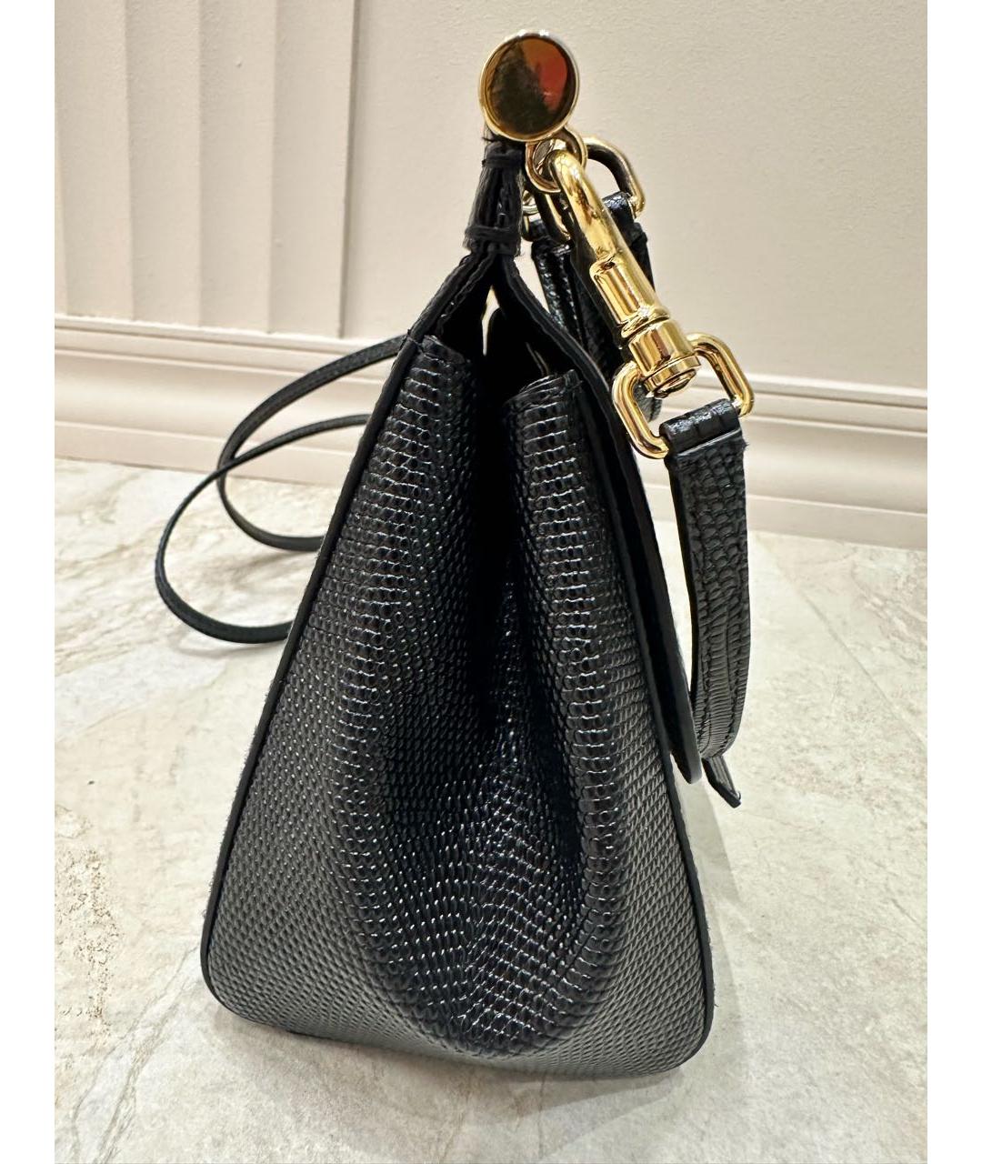 DOLCE&GABBANA Черная кожаная сумка с короткими ручками, фото 7