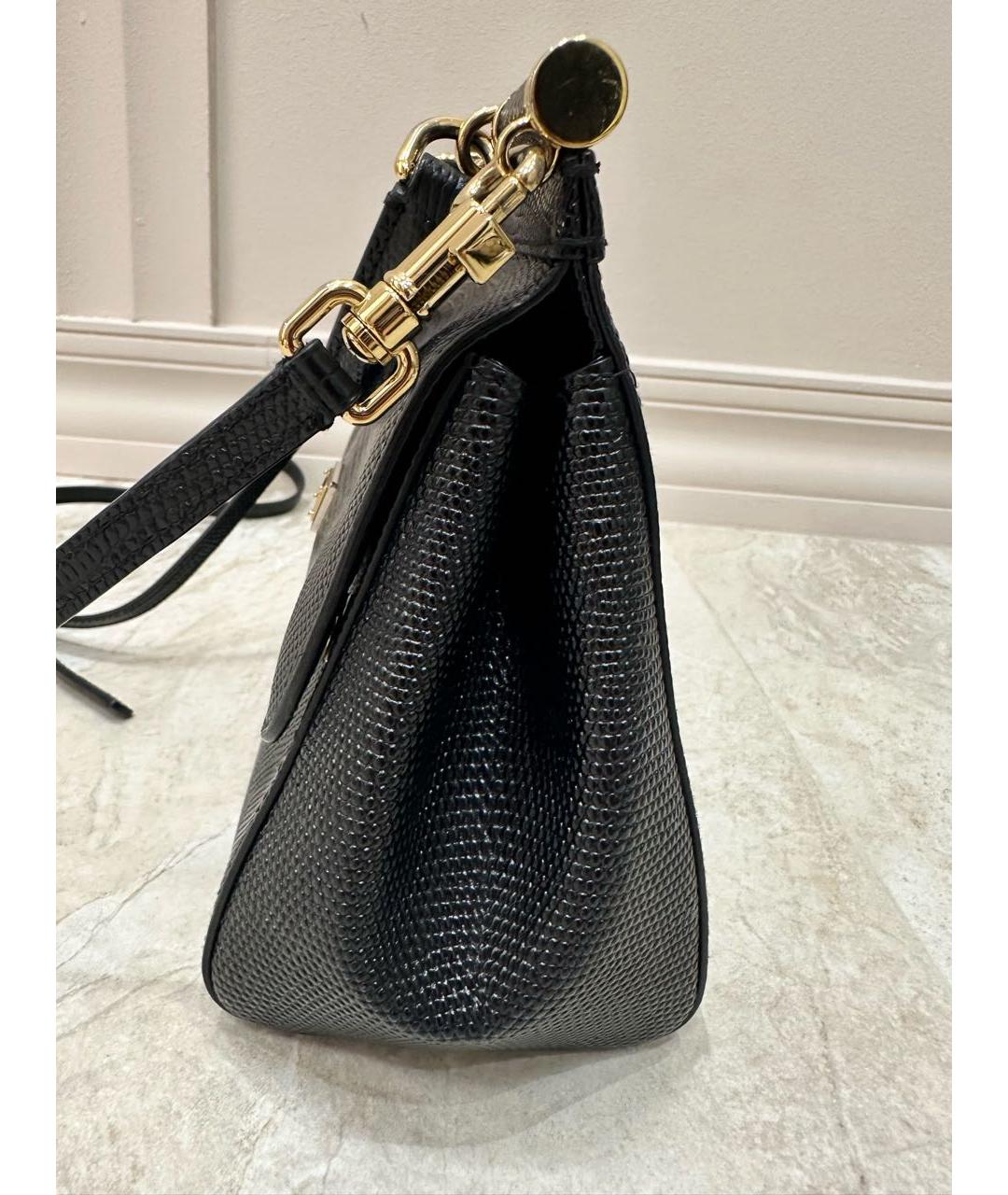 DOLCE&GABBANA Черная кожаная сумка с короткими ручками, фото 6