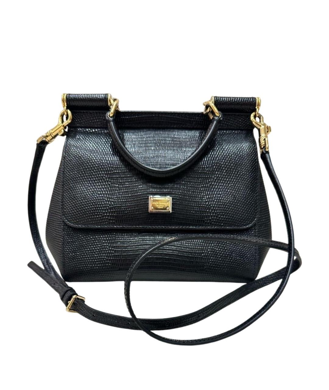 DOLCE&GABBANA Черная кожаная сумка с короткими ручками, фото 1