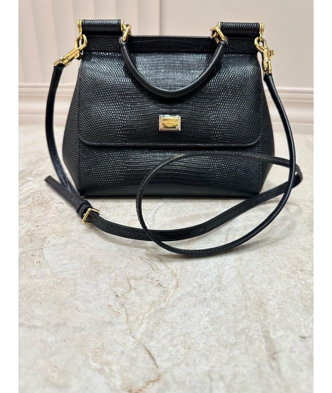 DOLCE&GABBANA Черная кожаная сумка с короткими ручками, фото 9