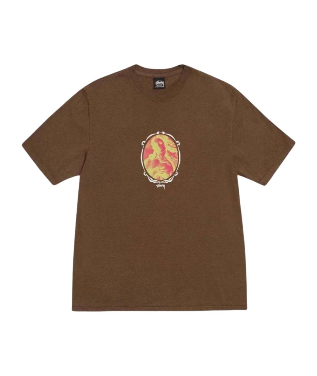 STUSSY Коричневая хлопковая футболка, фото 1
