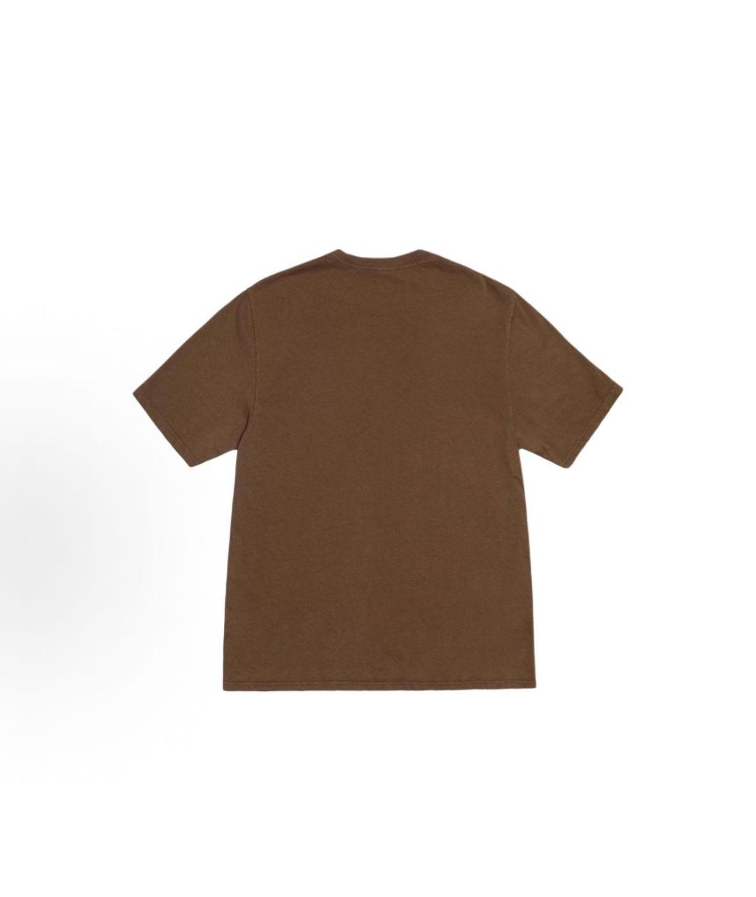 STUSSY Коричневая хлопковая футболка, фото 2