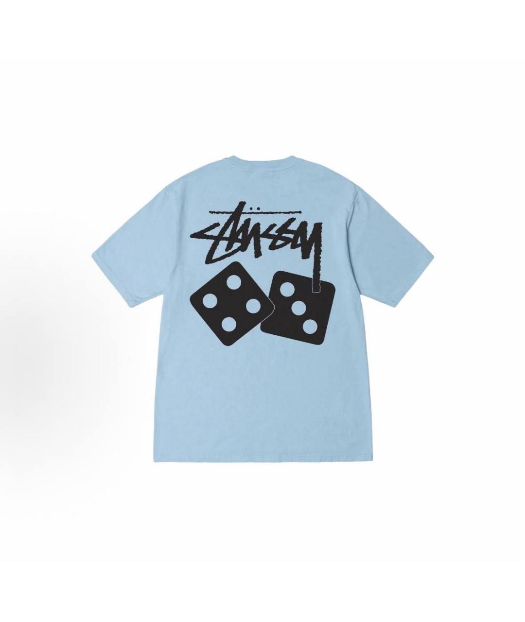 STUSSY Голубая хлопковая футболка, фото 2