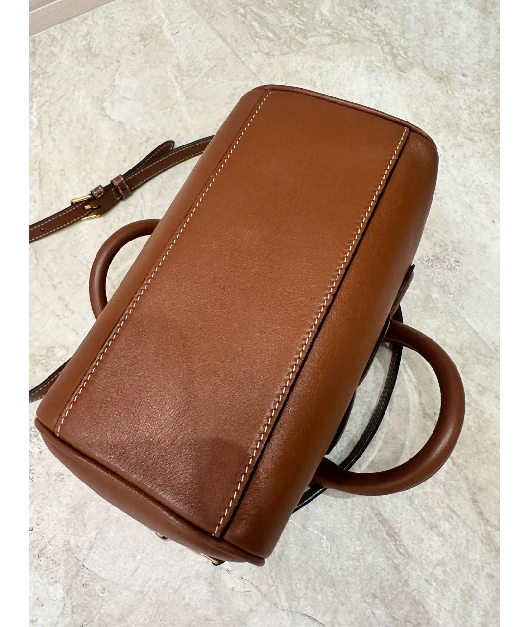 CELINE Коричневая кожаная сумка с короткими ручками, фото 4