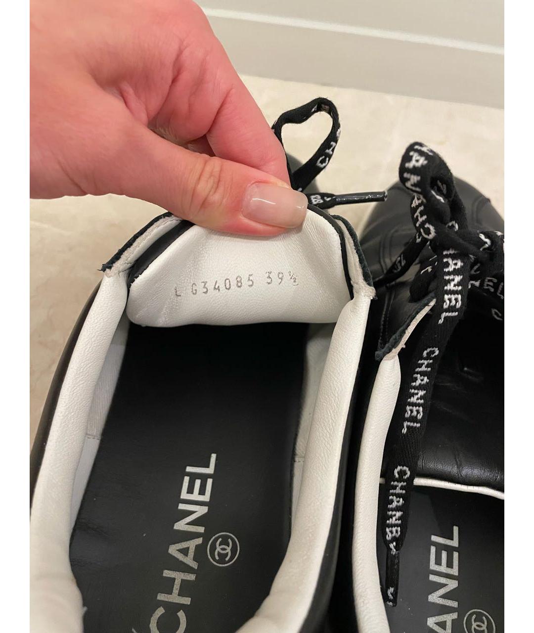 CHANEL Черные кожаные кеды, фото 4