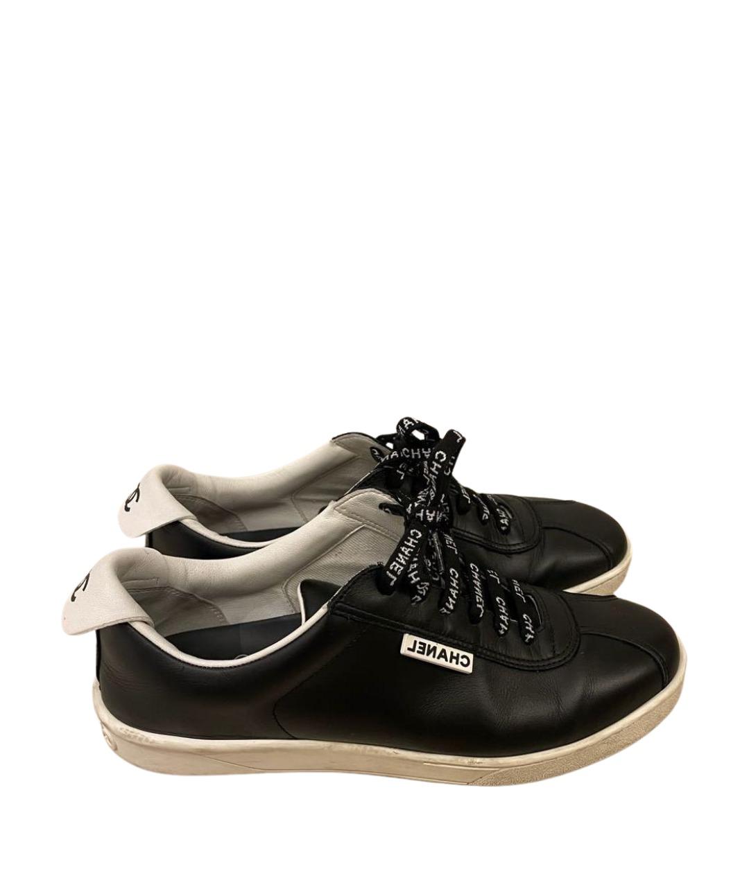 CHANEL Черные кожаные кеды, фото 1