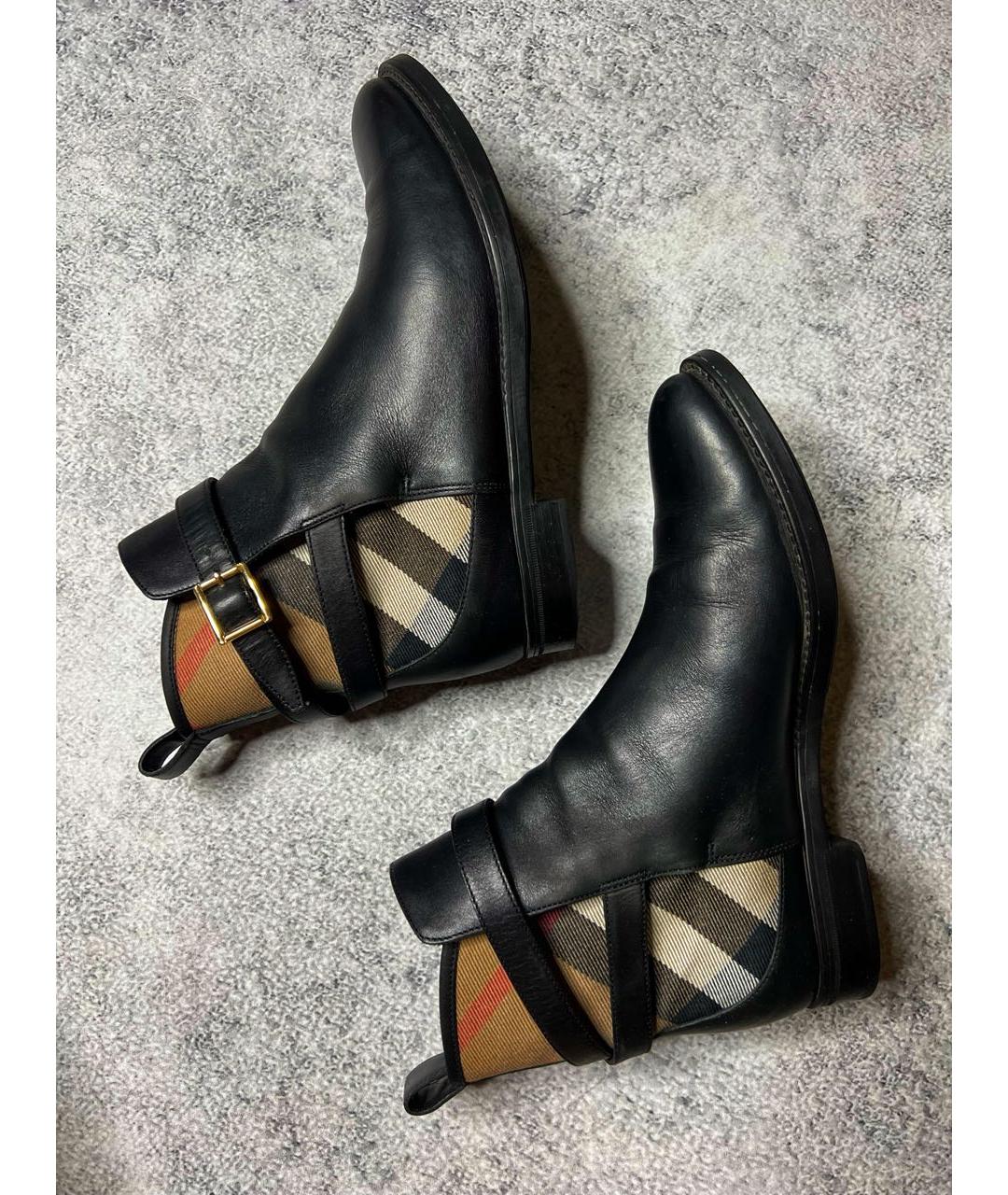 BURBERRY Черные кожаные ботинки, фото 5