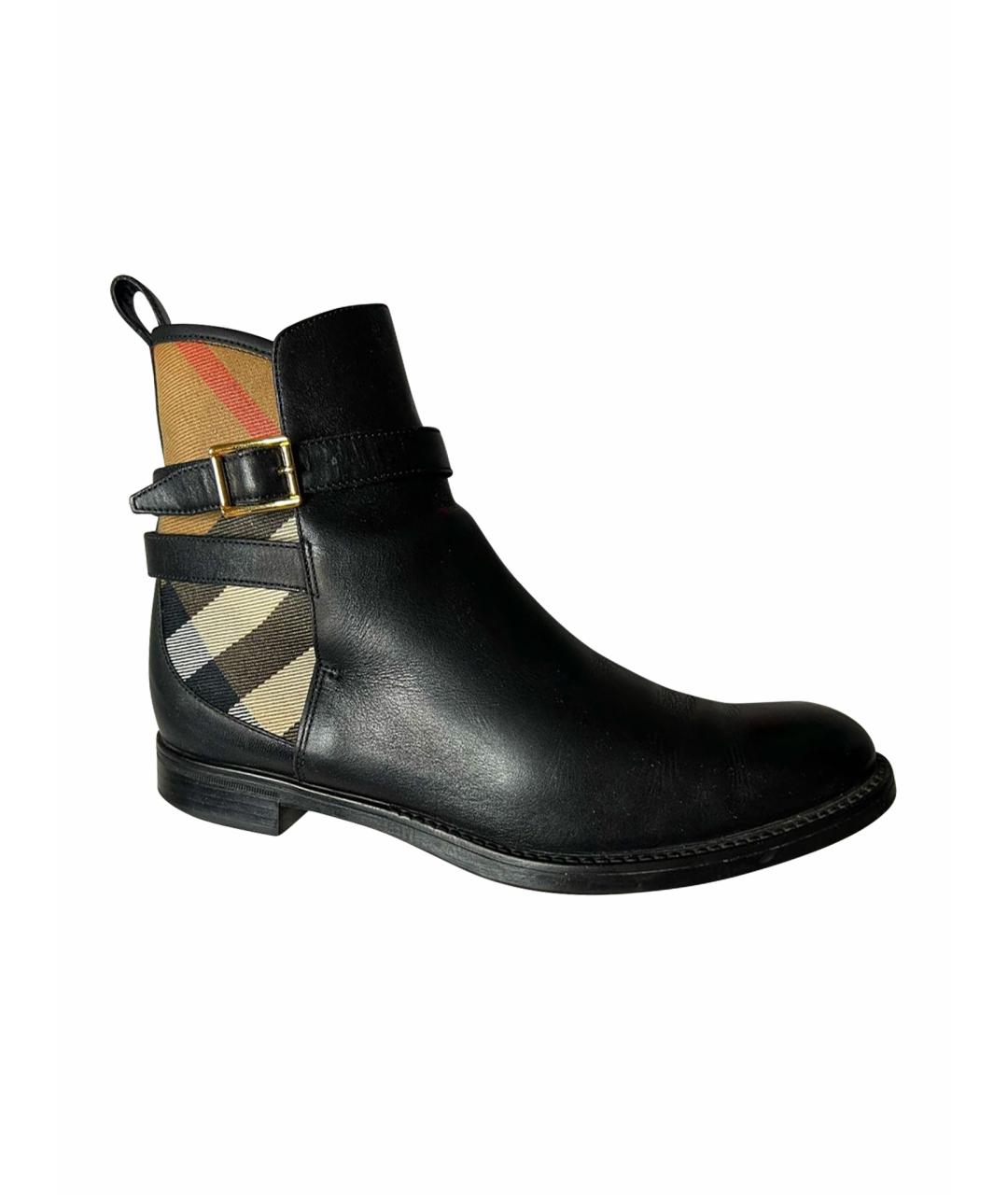 BURBERRY Черные кожаные ботинки, фото 1