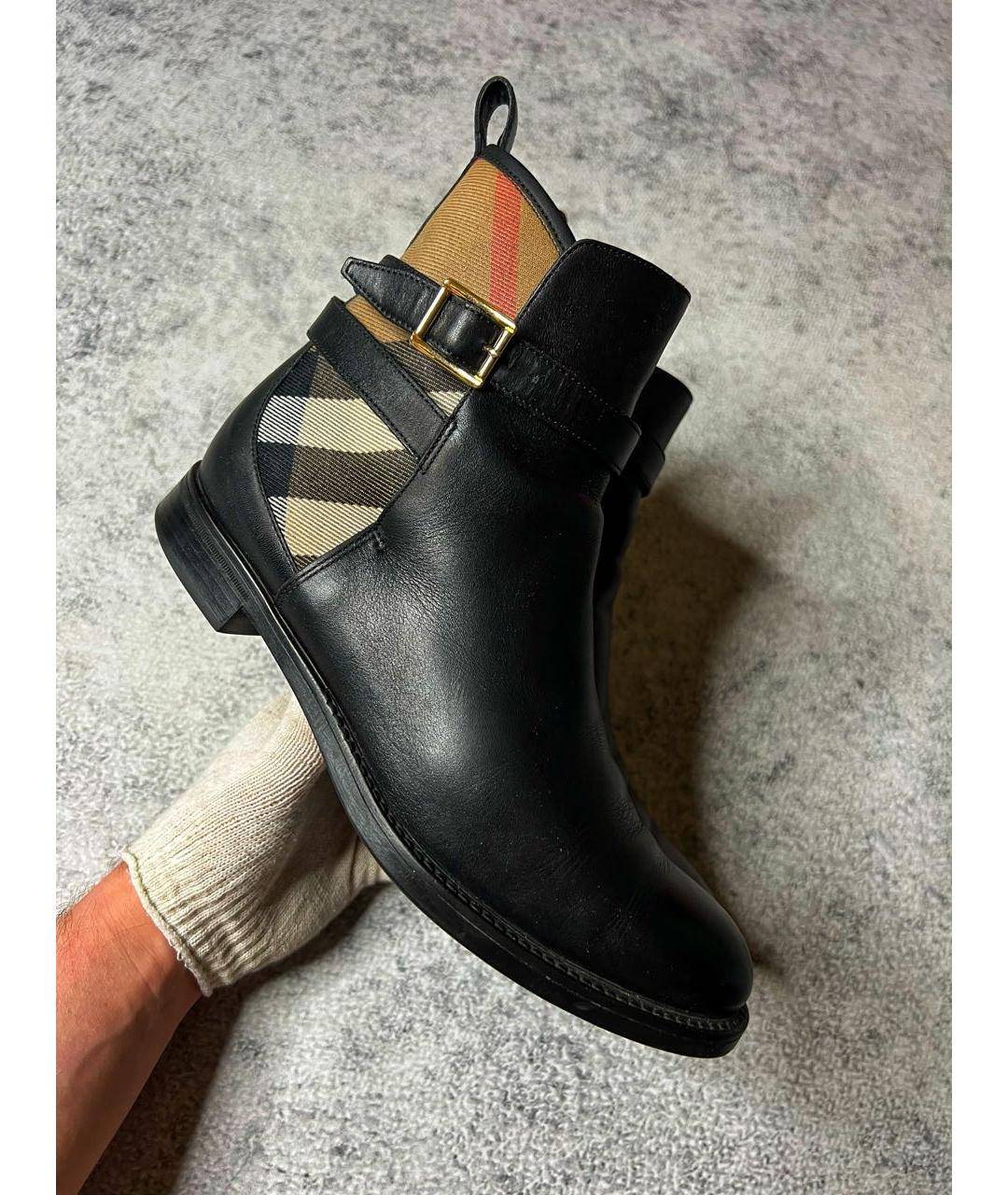 BURBERRY Черные кожаные ботинки, фото 8