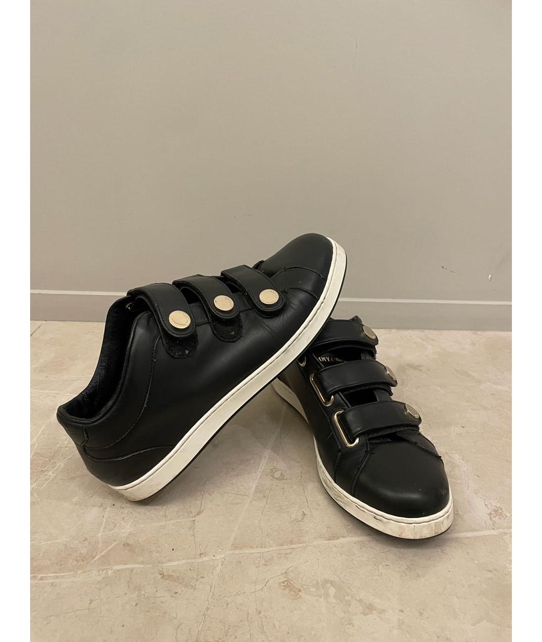 JIMMY CHOO Черные кожаные кроссовки, фото 4
