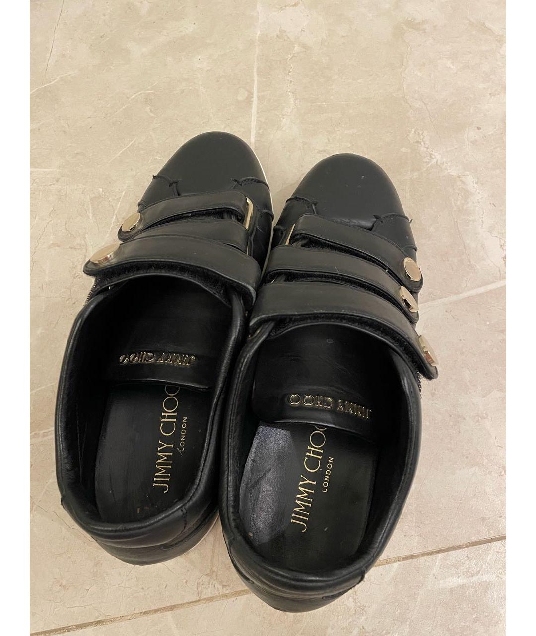 JIMMY CHOO Черные кожаные кроссовки, фото 3