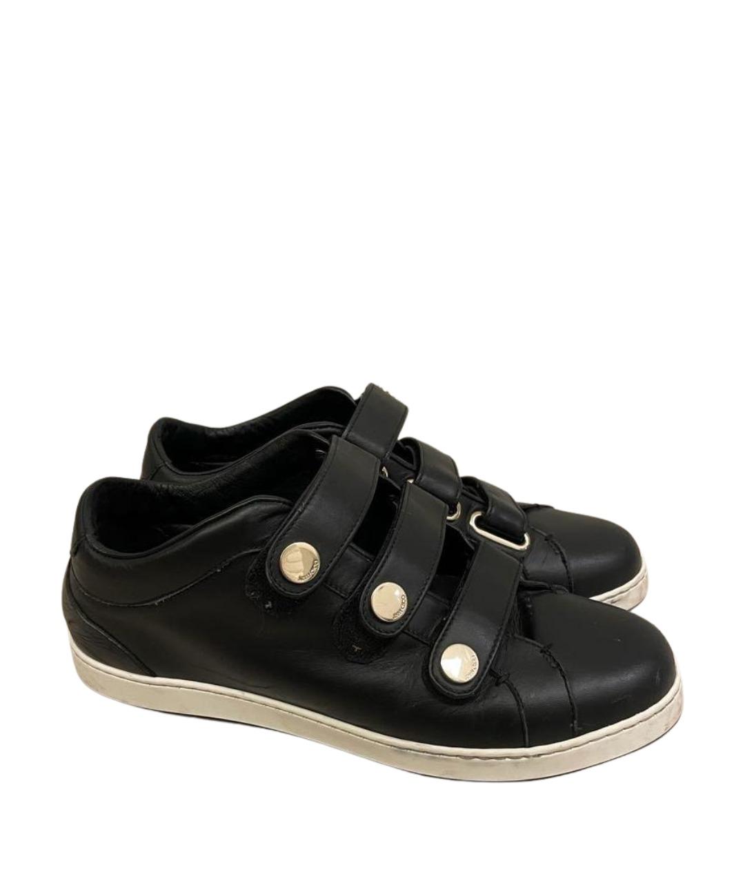 JIMMY CHOO Черные кожаные кроссовки, фото 1