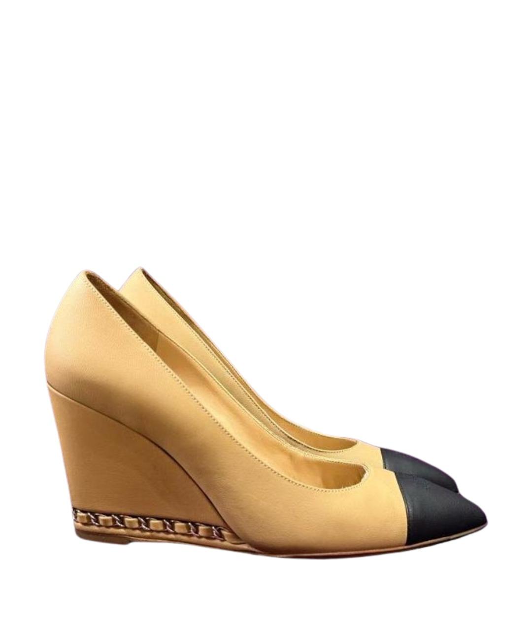 CHANEL Бежевые кожаные туфли, фото 1