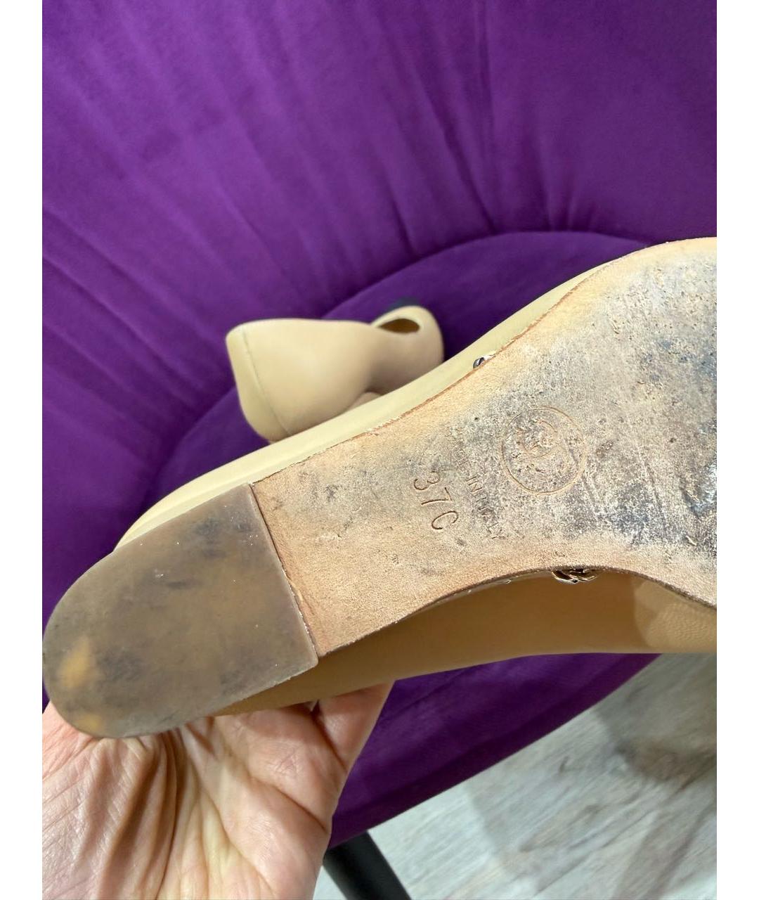 CHANEL Бежевые кожаные туфли, фото 6