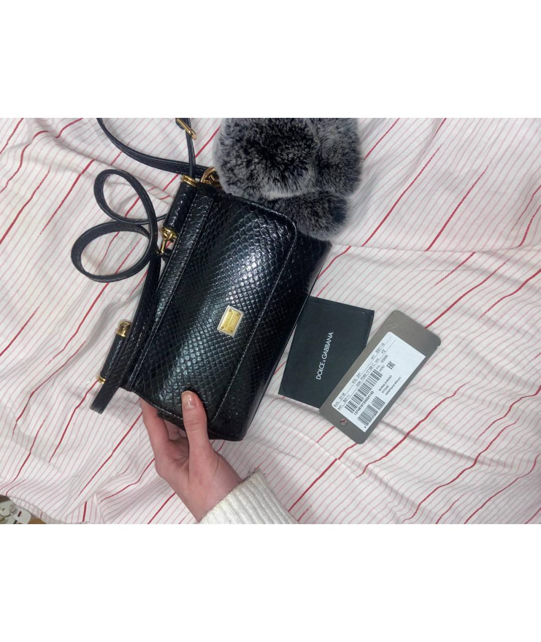 DOLCE&GABBANA Черная кожаная сумка через плечо, фото 3