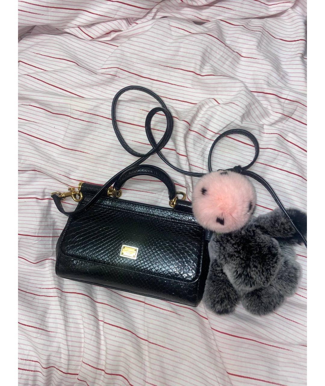 DOLCE&GABBANA Черная кожаная сумка через плечо, фото 5