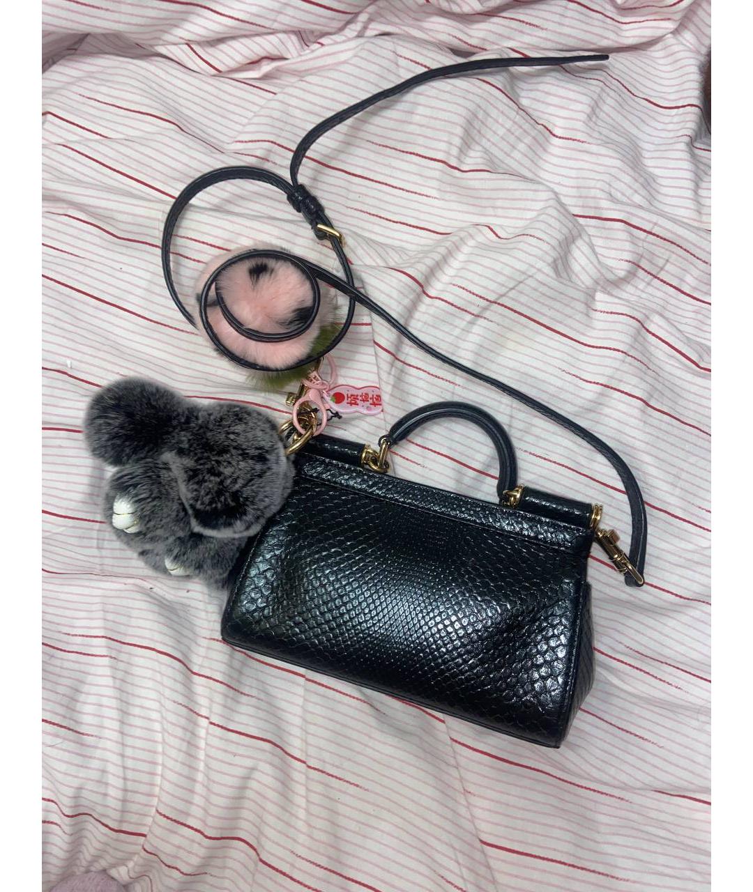 DOLCE&GABBANA Черная кожаная сумка через плечо, фото 2