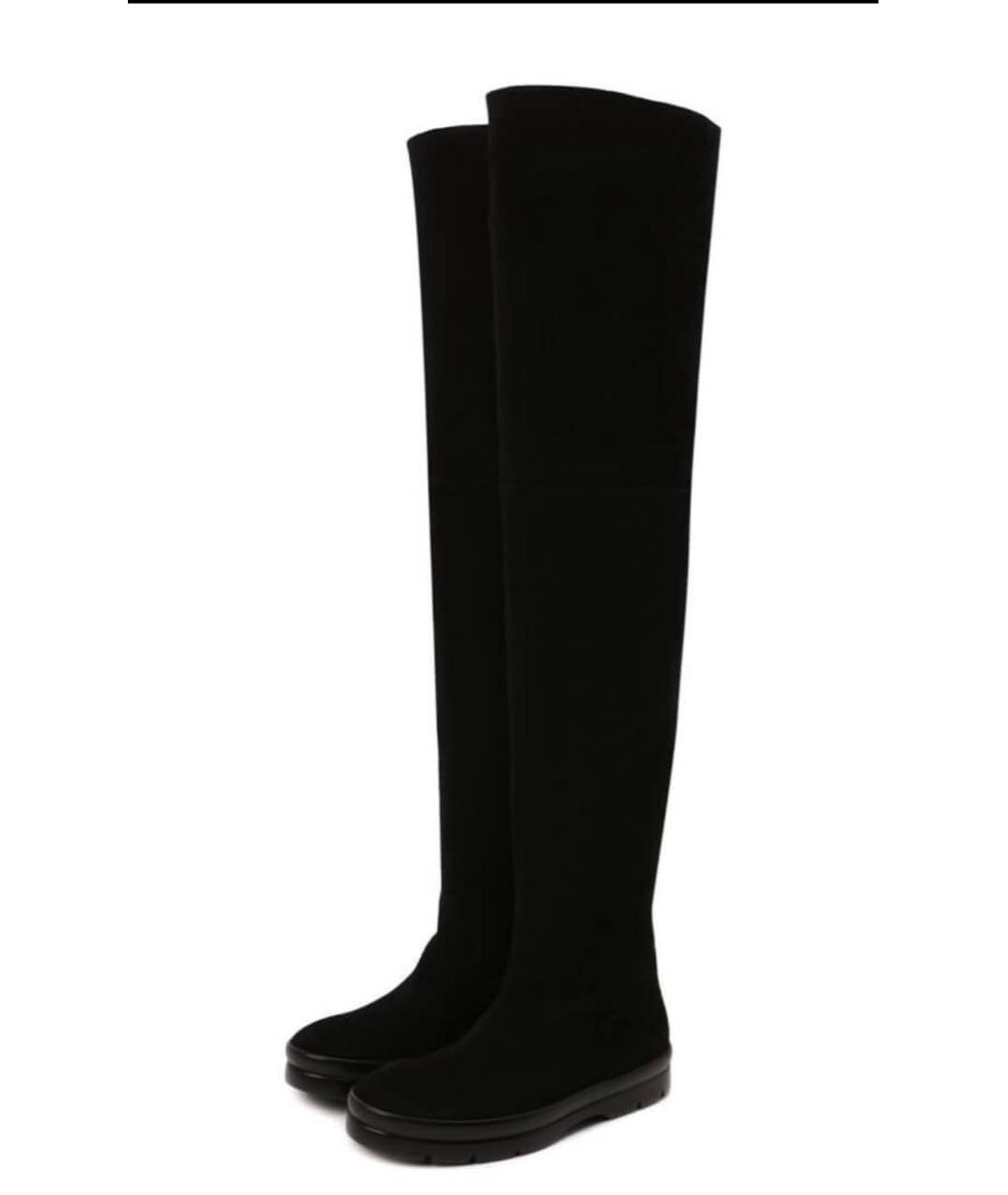 THE ROW Черные замшевые ботфорты, фото 7