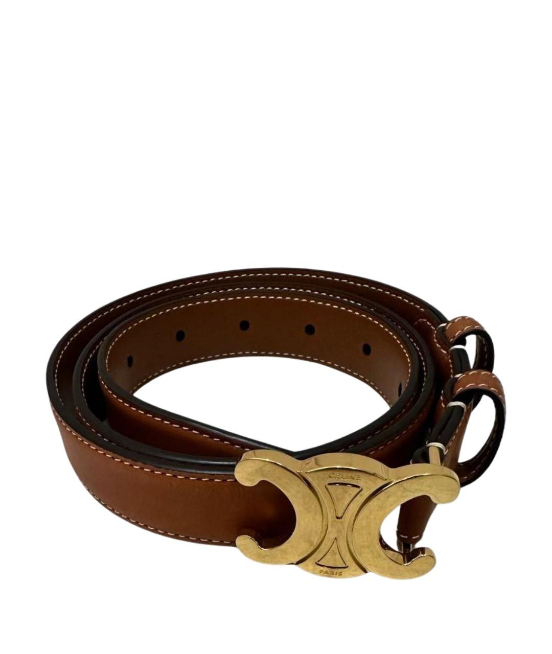 CELINE Коричневый кожаный ремень, фото 1