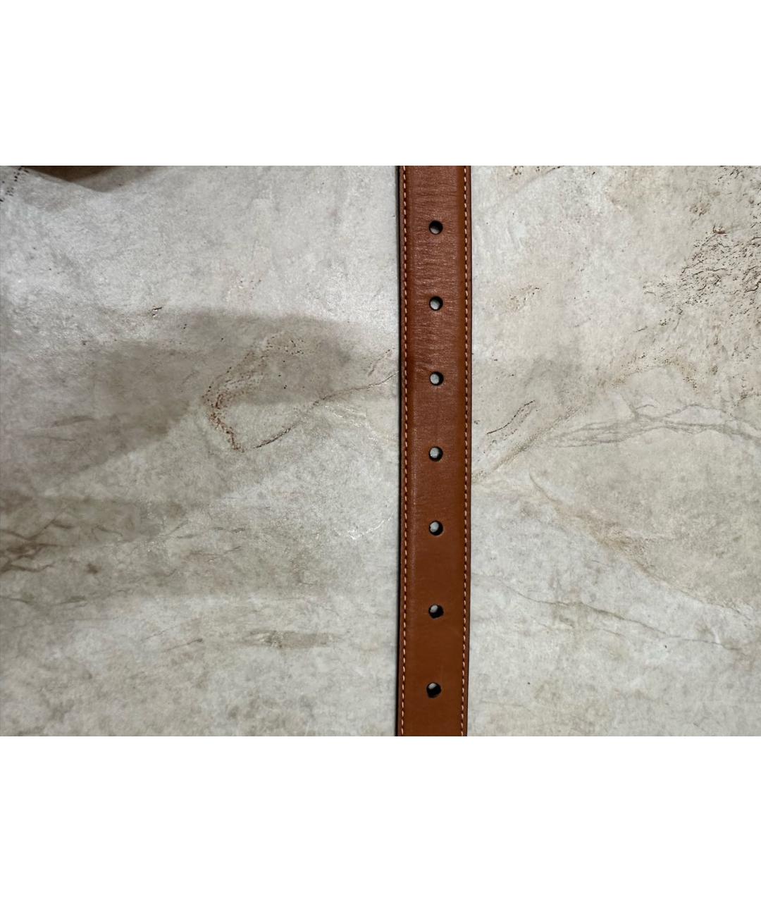 CELINE Коричневый кожаный ремень, фото 5