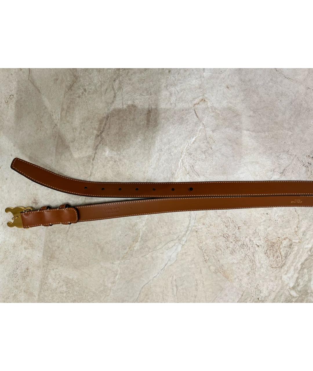 CELINE Коричневый кожаный ремень, фото 4
