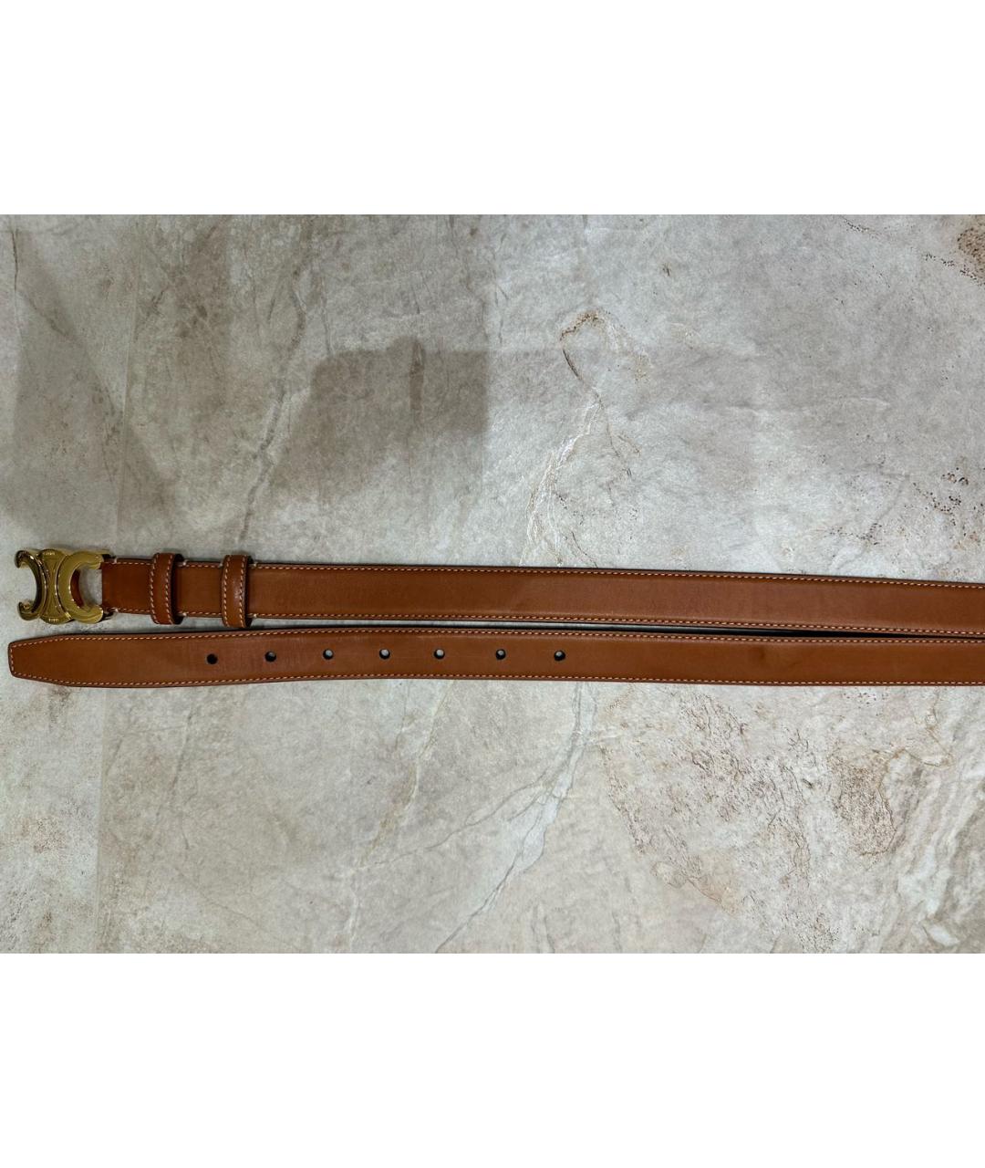 CELINE Коричневый кожаный ремень, фото 3
