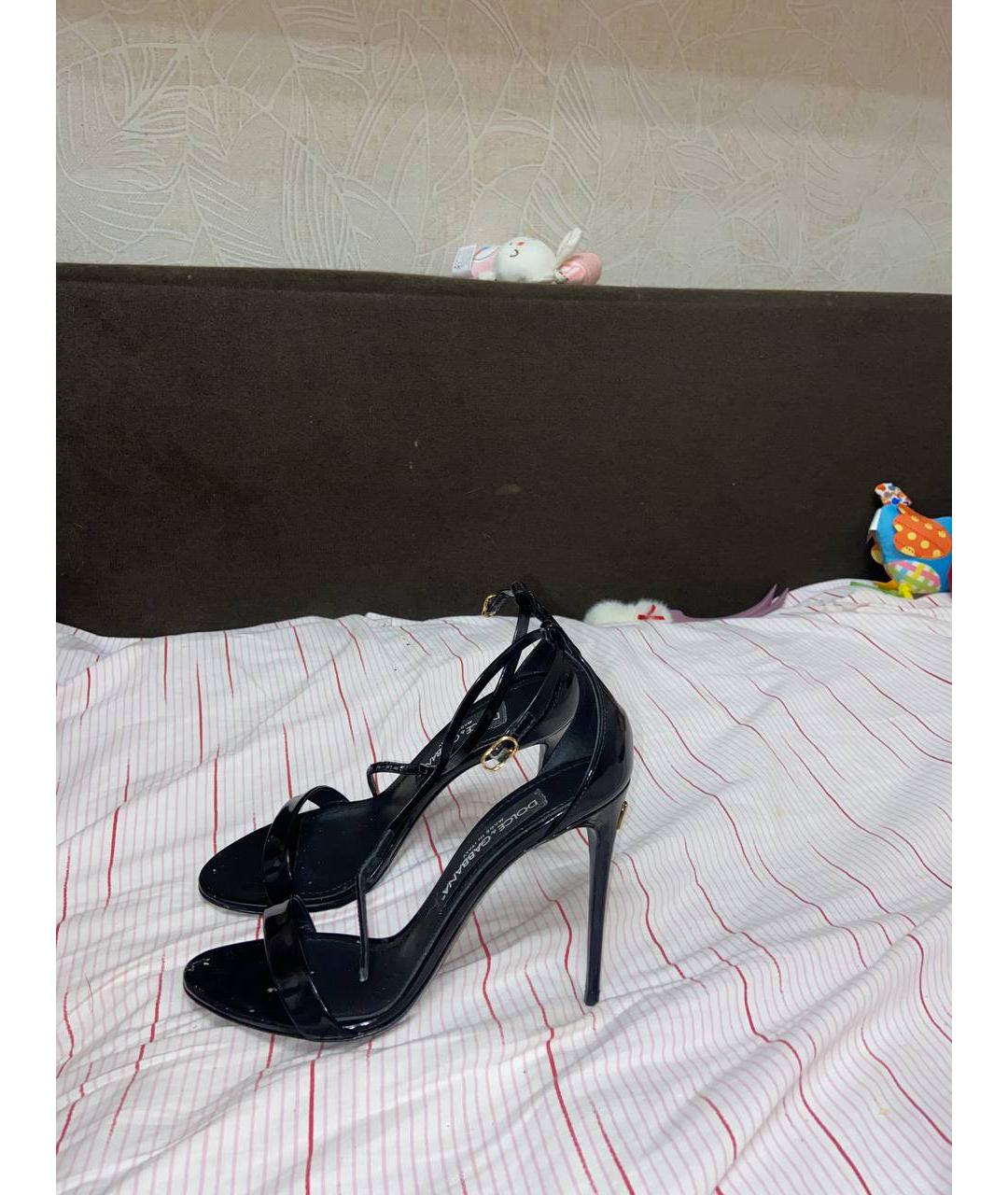 DOLCE&GABBANA Черные кожаные босоножки, фото 4