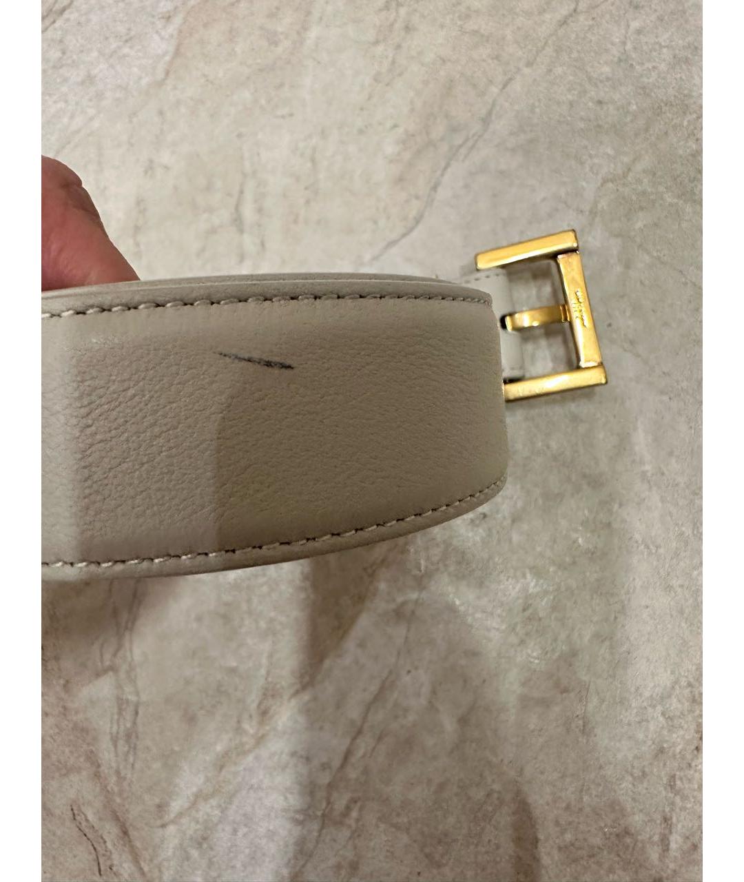 SAINT LAURENT Белый кожаный ремень, фото 6