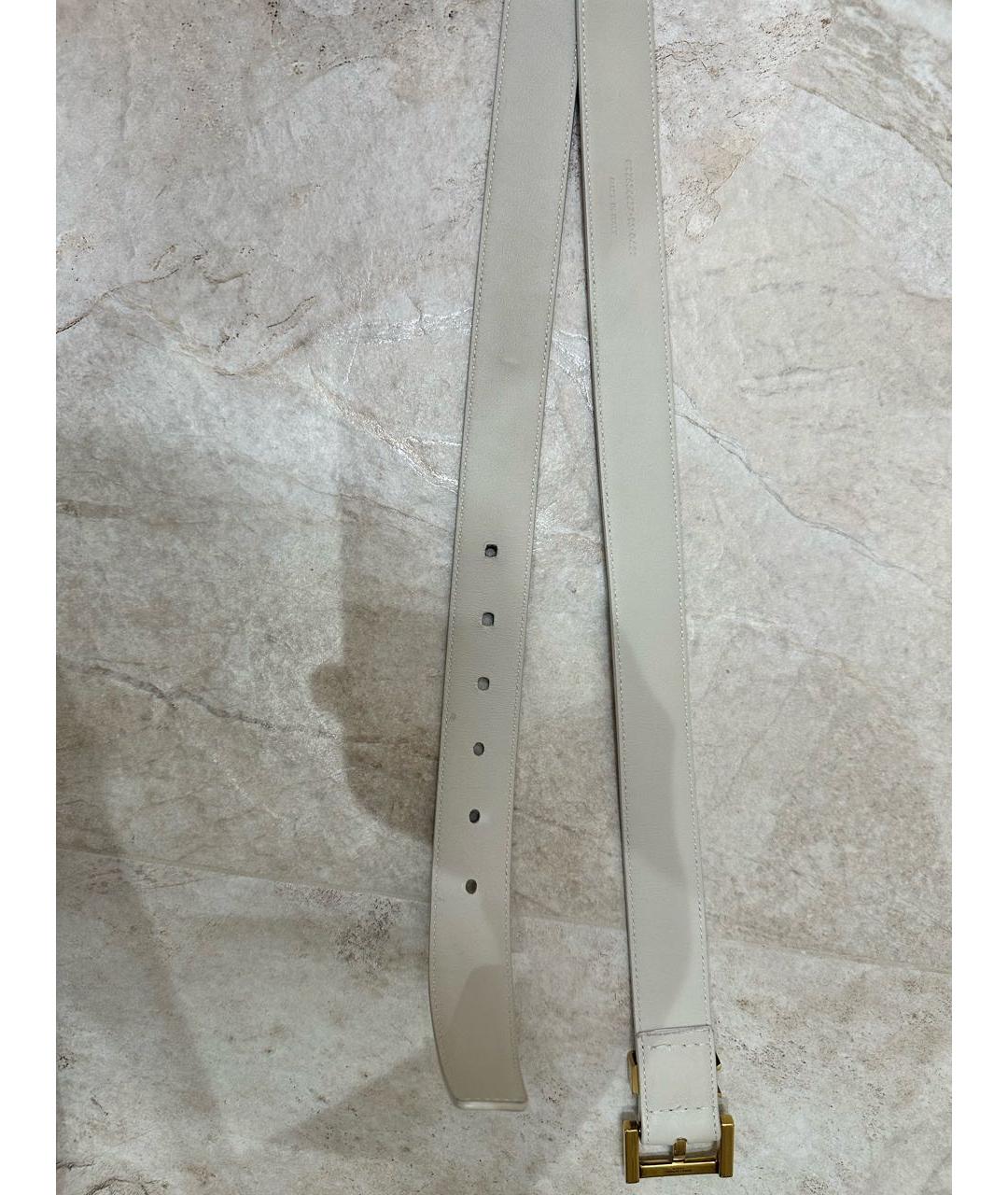 SAINT LAURENT Белый кожаный ремень, фото 4